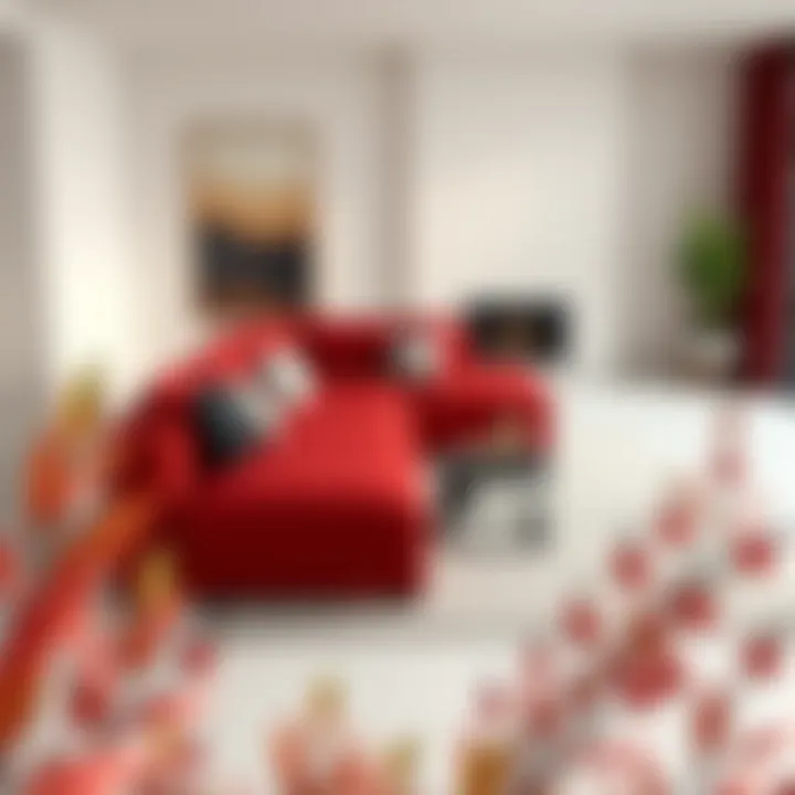 Elegant red sectional with chaise in a minimalist setting