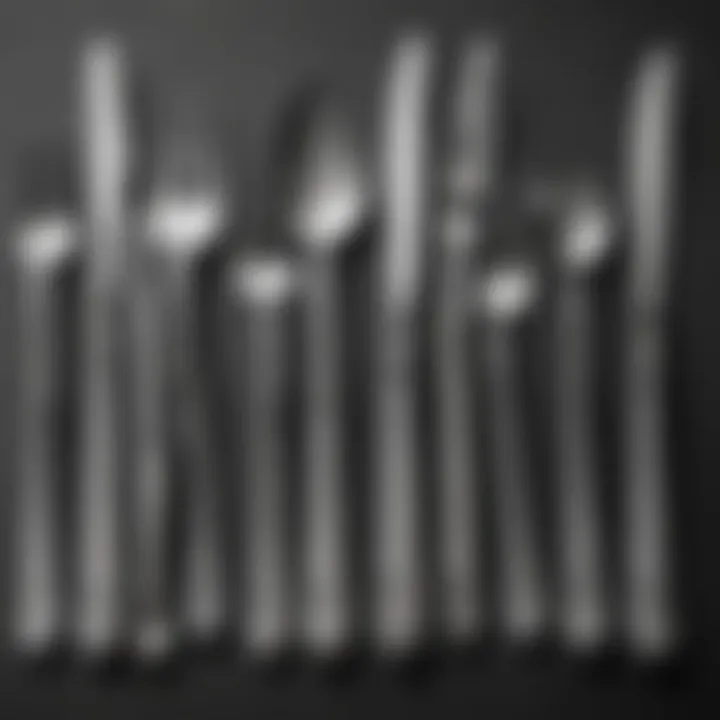 Different types of silverware displayed for selection