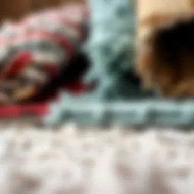 Diverse Material Choices for Rugs Close-up of various materials used in square rugs