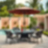 Elegant outdoor patio set with umbrella