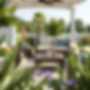 Cushion Set in a Stylish Outdoor Patio Cushion set integrated into a stylish outdoor patio