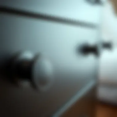 Close-up of textured black drawer pulls