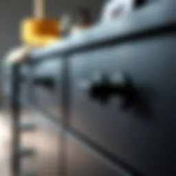 Elegant black drawer pulls on a modern cabinet