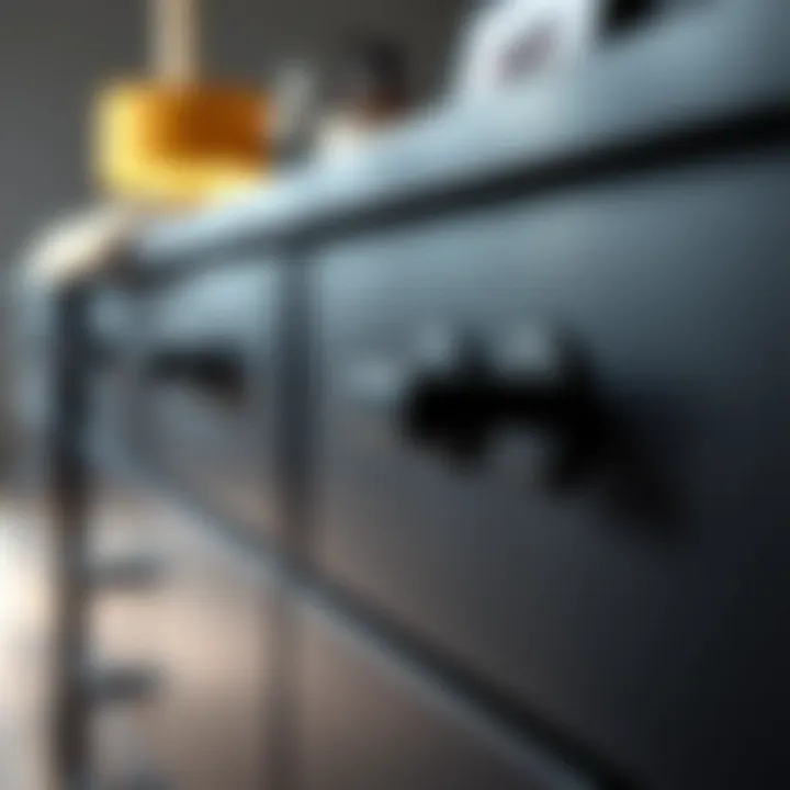 Elegant black drawer pulls on a modern cabinet