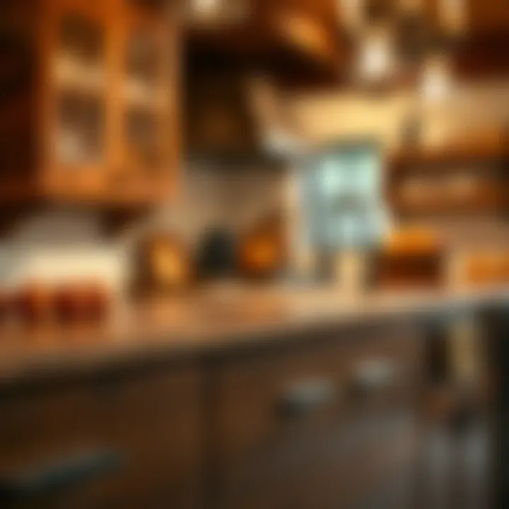 Stylish black drawer pulls in a rustic kitchen