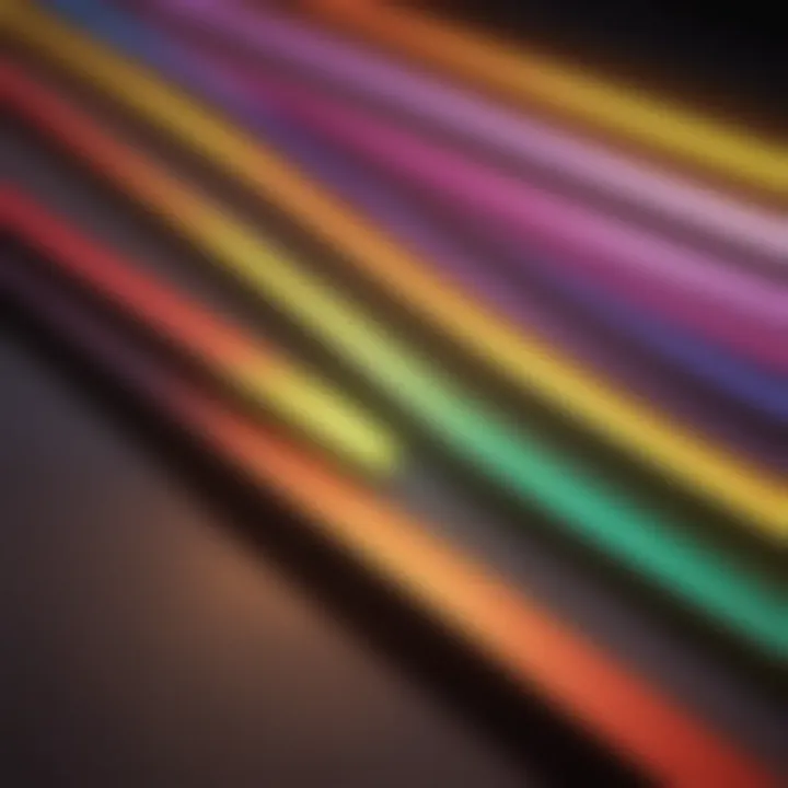 Close-up view of a multi-color LED strip light showcasing its color variations