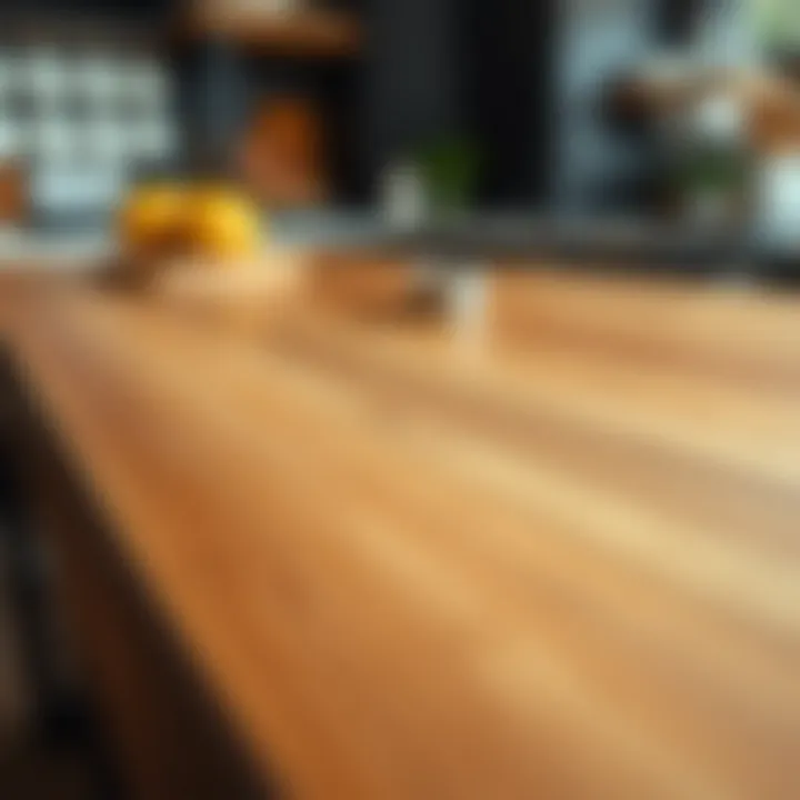 Close-up of butcher block surface highlighting maintenance tips