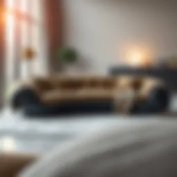 A modern couch designed with shoe-inspired elements, showcasing seamless integration of both styles.