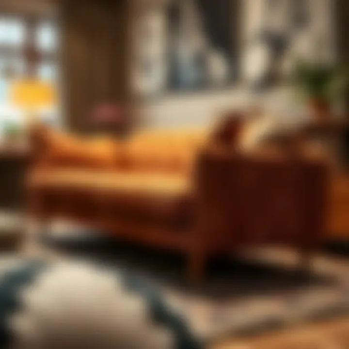 Textile Innovations: Shoes Inspire Couch Aesthetics An artistic representation of footwear patterns influencing textile designs found in contemporary couches.