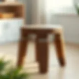 Elegant wooden stool showcasing its intricate grain pattern