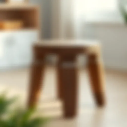 Elegant wooden stool showcasing its intricate grain pattern