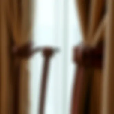 Intricate Leather Curtain Tie Design Close-up of intricately designed leather curtain ties on elegant drapes