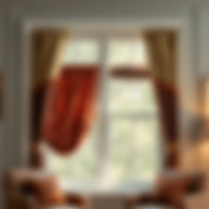 Elegant Window Arrangement with Leather Curtain Ties A beautifully arranged window showcasing leather curtain ties and drapery