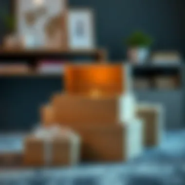 Artistic Presentation of Customized Memory Boxes Artistic display of customized cardboard memory boxes