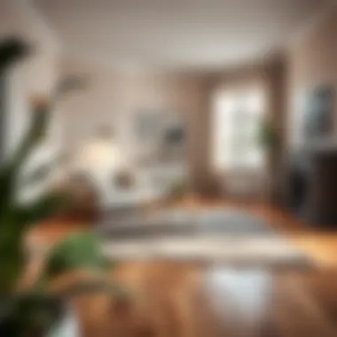 Elegant Rug in Minimalist Interior Elegant rug complementing minimalist decor in a small space