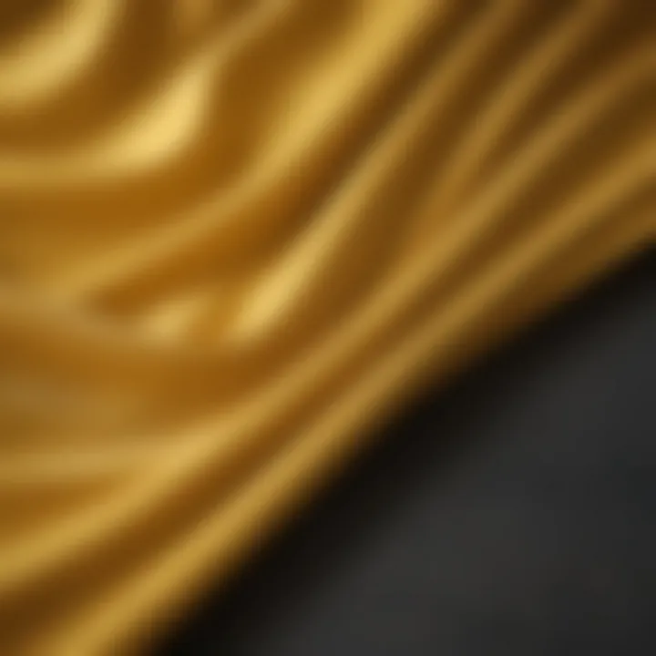 Close-up of yellow blackout fabric demonstrating texture