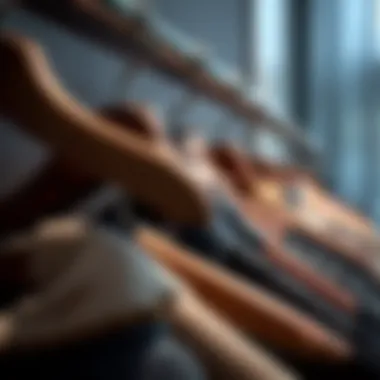 Detailed close-up of materials used in garment racks