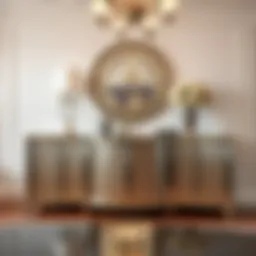 Elegant mirrored dining room buffet showcasing intricate design