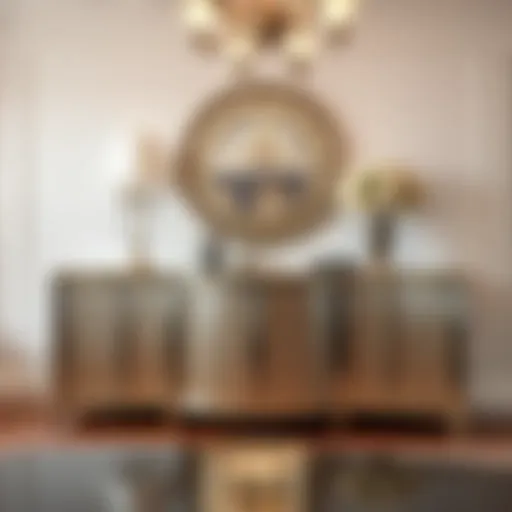 Elegant mirrored dining room buffet showcasing intricate design