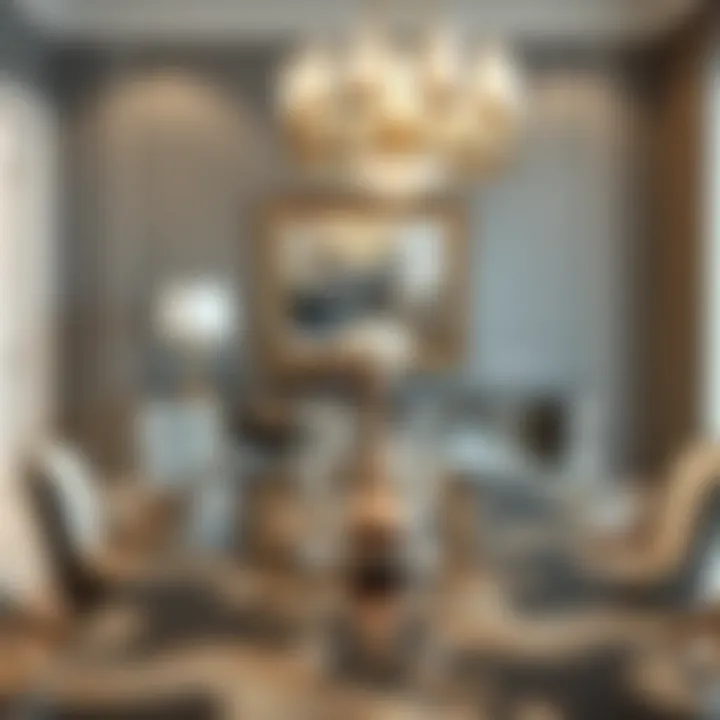 Mirrored Buffet in Modern Dining Stylish placement of a mirrored buffet in a modern dining setting