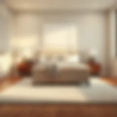 Minimalist design of a toy chest ottoman in a serene bedroom