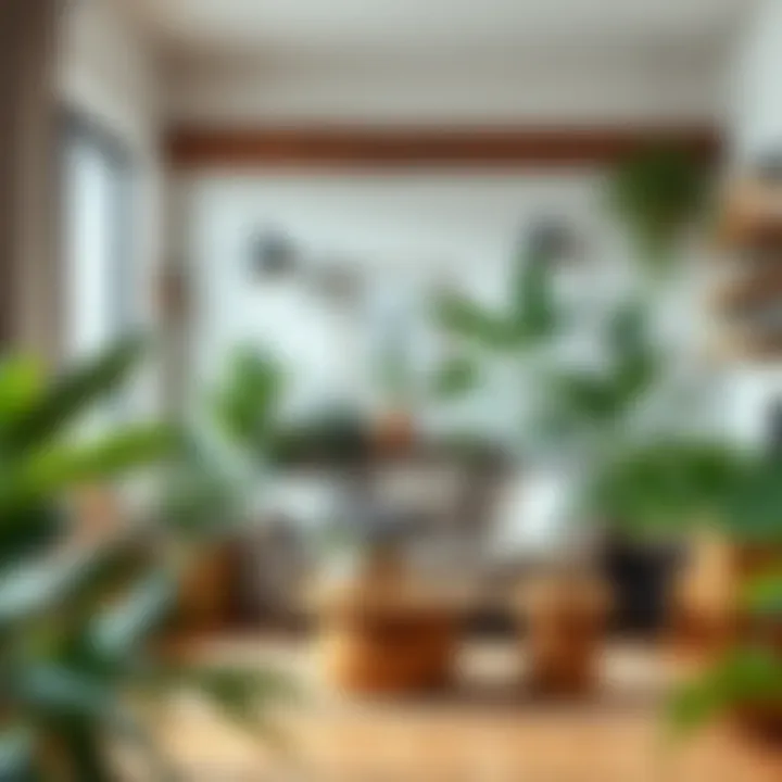 Sustainable Design with Second-Hand Decor A sustainable decor setup featuring plants and second-hand decor items