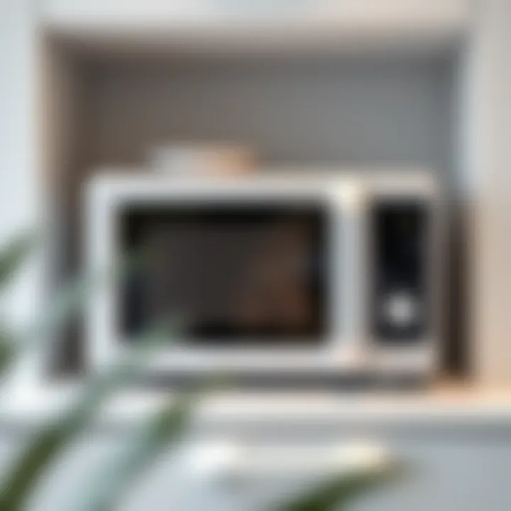 Sleek and modern design of small white microwave oven