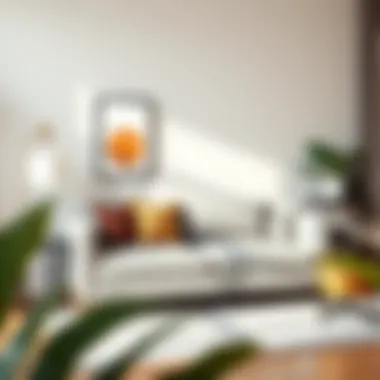 Elegant portable sofa desk paired with contemporary decor