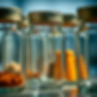 Clarity and Design of Glass Jars Close-up of glass spice jars demonstrating their clarity and sleek design