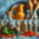 Vibrant Spices in Glass Jars Elegant arrangement of 2oz glass spice jars showcasing vibrant spices