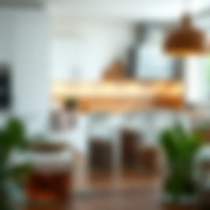 Minimalist Kitchen Design with Glass Jars Minimalist kitchen featuring 2oz glass spice jars in a modern design