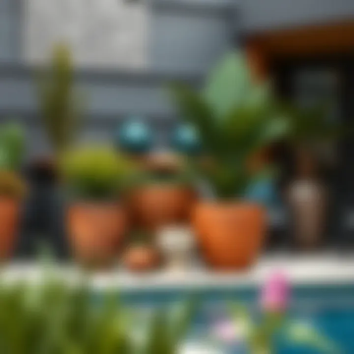 Diverse Materials in Large Patio Pot Design Contemporary design showcasing diverse materials used in large patio pots