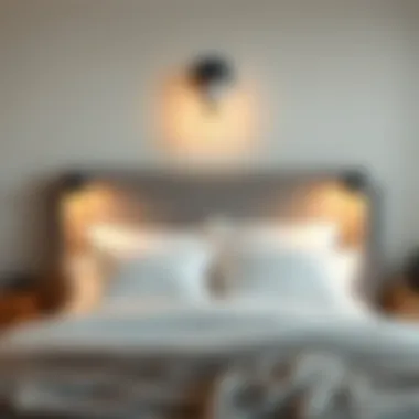 Elegant Sconce in Minimalist Bedroom Setting Elegant plug-in sconce design in a minimalist bedroom