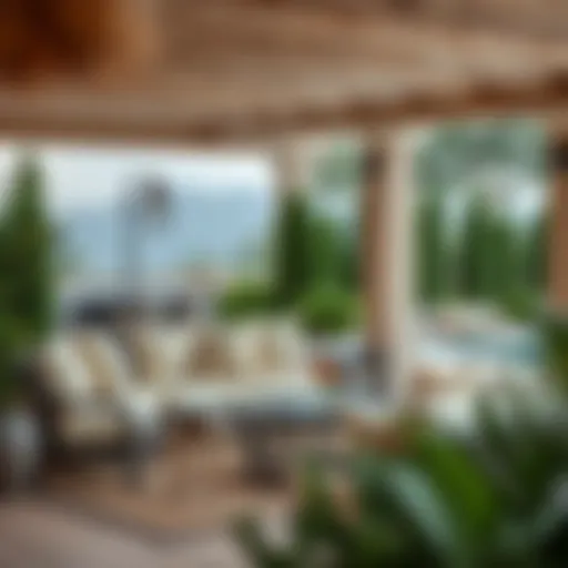 Elegant outdoor setting with plush roll cushions