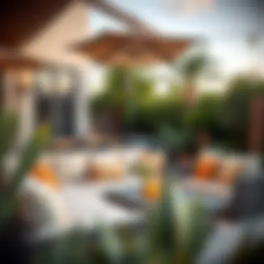 Trendy roll cushions enhancing patio decor