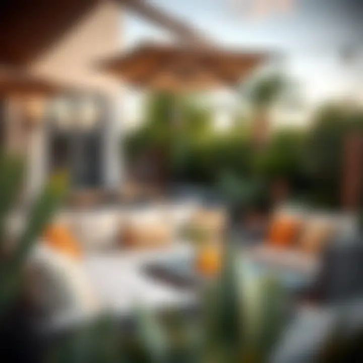 Trendy roll cushions enhancing patio decor
