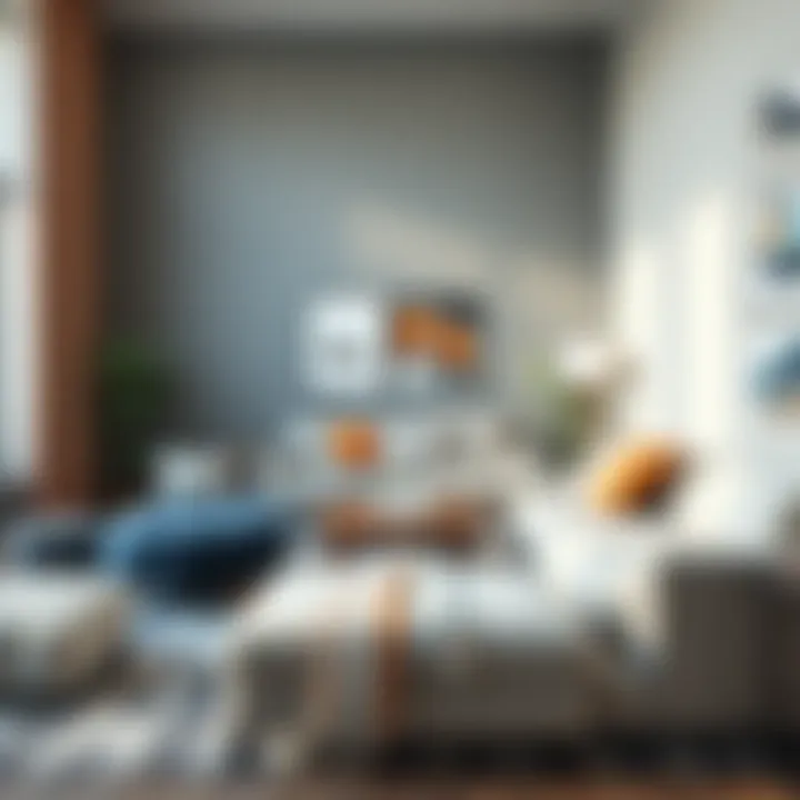 Contemporary Living Space with Diverse Ottoman Styles Contemporary living space showcasing multiple ottoman designs