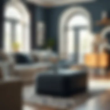 Small Black Ottoman as Coffee Table Stylish small black storage ottoman used as a coffee table