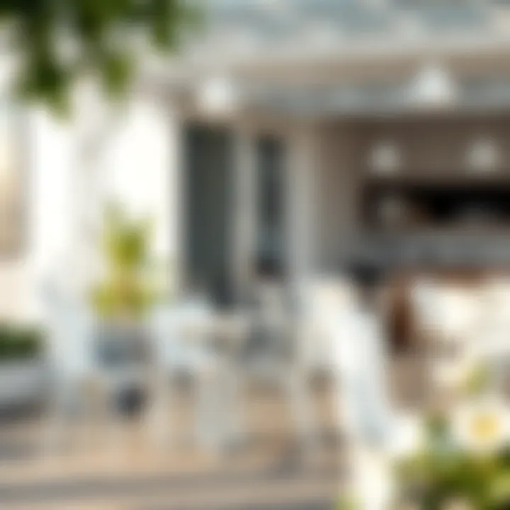 Elegant white outdoor cafe chair in a modern setting