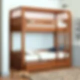 Elegant wood bunk bed design with integrated drawers for storage
