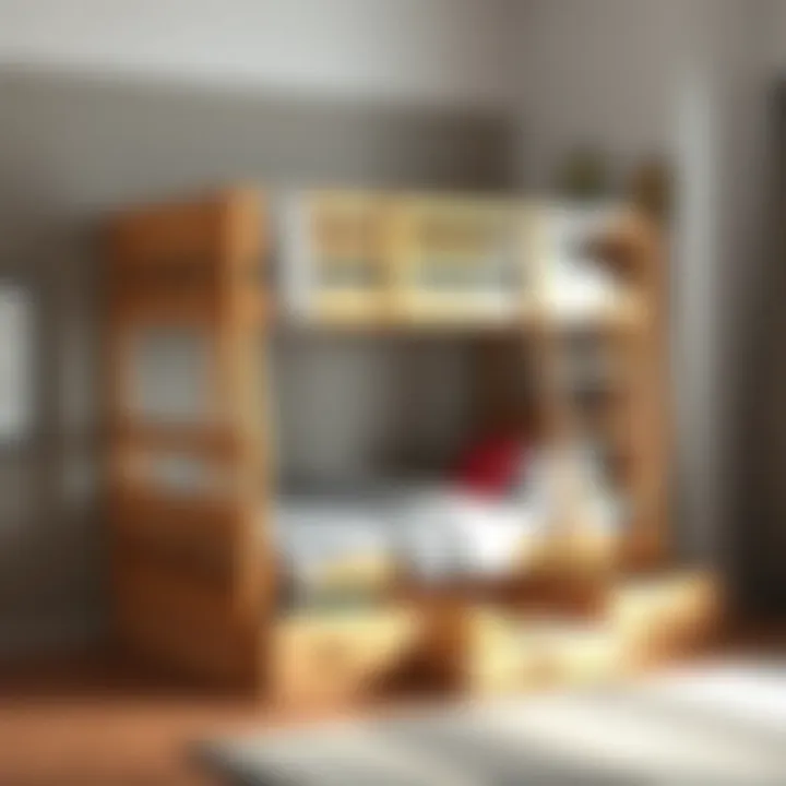 Functional wood bunk bed showcasing ample storage capacity