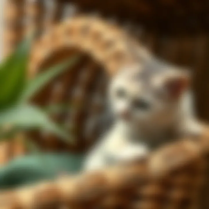 Close-up of the natural materials used in wicker cat condos