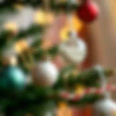 Eco-Friendly Ornament Choices A close-up view of sustainable mini Christmas tree ornaments made from eco-friendly materials.