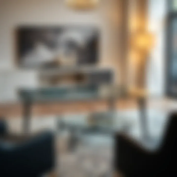 Contemporary Glass-Top Table Modern glass-top table with sleek design