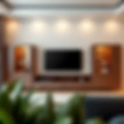 Elegant TV stand with cabinet doors showcasing modern design