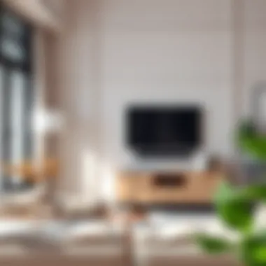 Chic Living Room with Functional TV Stand Stylish living room featuring a TV stand with storage options