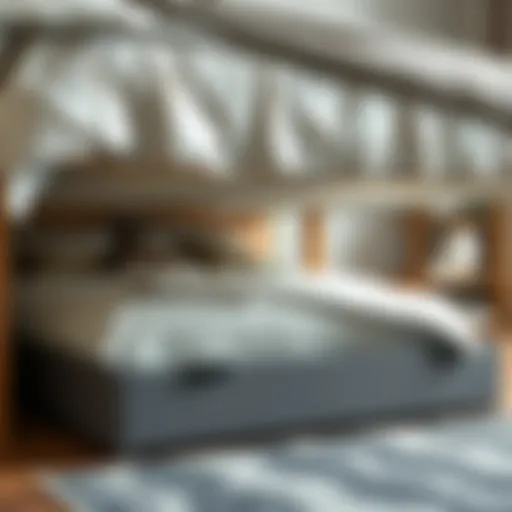 Stylish grey storage boxes under a bed