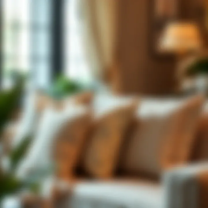 Elegant Arrangement of Decorative Pillows Elegant arrangement of decorative pillows on a stylish couch
