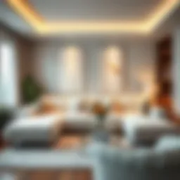 Elegant fuzzy sofa cover enhancing living room aesthetics