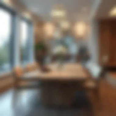 Elegant Light Solid Wood Dining Table Elegant light solid wood dining table in a modern setting